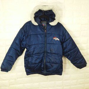 Vintage 90s ProStuff NFL Licensed Broncos Puffer Jacket Ladies L/14 Pockets Hood
